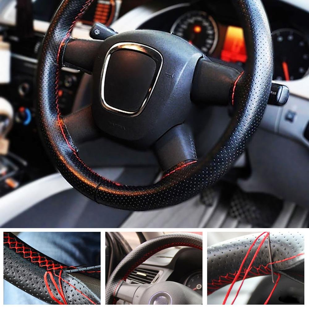 DIY-Genuine-Leather-Car-Steering-Wheel-Cover-Soft-Anti-slip-100-Cowhide-Braid-Leather-handsewn-car-1.jpg Veshje Timoni Universale Me Qepje - Auto Aksesore Albania
